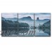 wall26 3 Panel Canvas Wall Art - Fisherman Casting a Net in a Boat on the Foggy River - Giclee Print Gallery Wrap Modern Home Decor Ready to Hang - 16"x24" x 3 Panels   